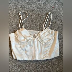 Elegant Cream Satin Women's Top